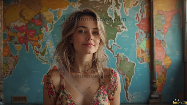 A collection of pictures of beautiful women from various locations around the world. This collection of images was created using AI and includes a mixture of real world locations, as well as fantasy settings. The image prompt was wrote to the make the background a high priority along with the model in the photograph.