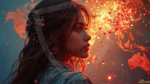 A collection of pictures of beautiful women from various locations around the world. This collection of images was created using AI and includes a mixture of real world locations, as well as fantasy settings. The image prompt was wrote to the make the background a high priority along with the model in the photograph.