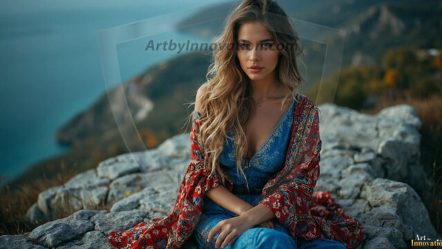 A collection of pictures of beautiful women from various locations around the world. This collection of images was created using AI and includes a mixture of real world locations, as well as fantasy settings. The image prompt was wrote to the make the background a high priority along with the model in the photograph.