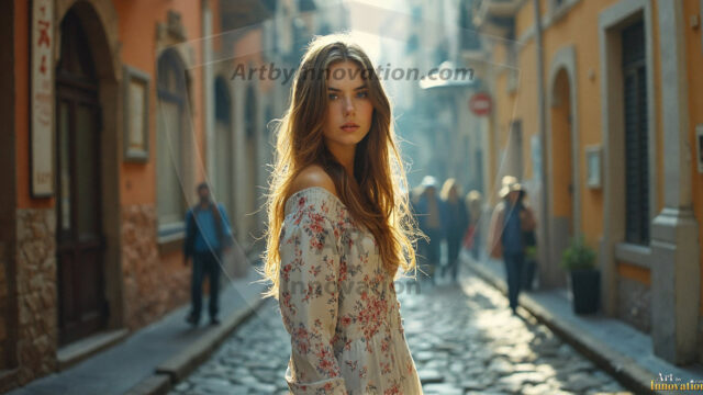 A collection of pictures of beautiful women from various locations around the world. This collection of images was created using AI and includes a mixture of real world locations, as well as fantasy settings. The image prompt was wrote to the make the background a high priority along with the model in the photograph.