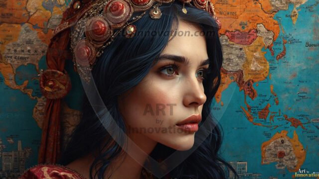 A collection of pictures of beautiful women from various locations around the world. This collection of images was created using AI and includes a mixture of real world locations, as well as fantasy settings. The image prompt was wrote to the make the background a high priority along with the model in the photograph.