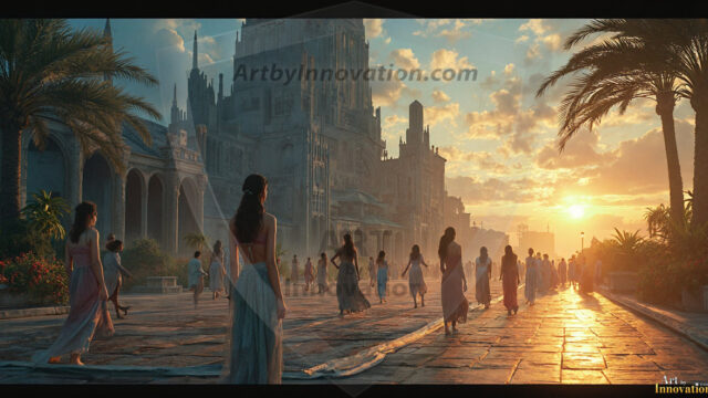 A collection of pictures of beautiful women from various locations around the world. This collection of images was created using AI and includes a mixture of real world locations, as well as fantasy settings. The image prompt was wrote to the make the background a high priority along with the model in the photograph.