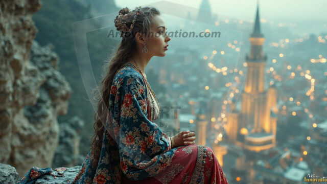 A collection of pictures of beautiful women from various locations around the world. This collection of images was created using AI and includes a mixture of real world locations, as well as fantasy settings. The image prompt was wrote to the make the background a high priority along with the model in the photograph.