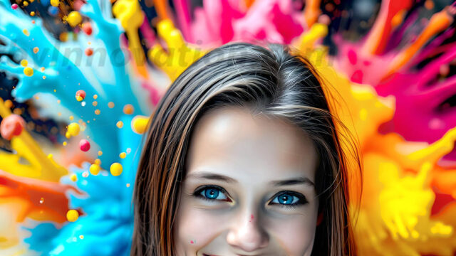 When paint attacks and makes people happy — it's Art! This AI-generated abstract art collection features beautiful, joyful ladies in vibrant swimsuits, covered in vivid body paint as colorful explosions erupt around them. Each image captures a moment of pure happiness — huge smiles, paint bombs bursting in mid-air, rainbow colors flying. Combining photorealistic skin texture with surreal abstract paint dynamics, these images are as joyful as they are stunning. Created using AI, edited in Photoshop, by © Jeff Dupler | Art by Innovation | https://www.artbyinnovation.com