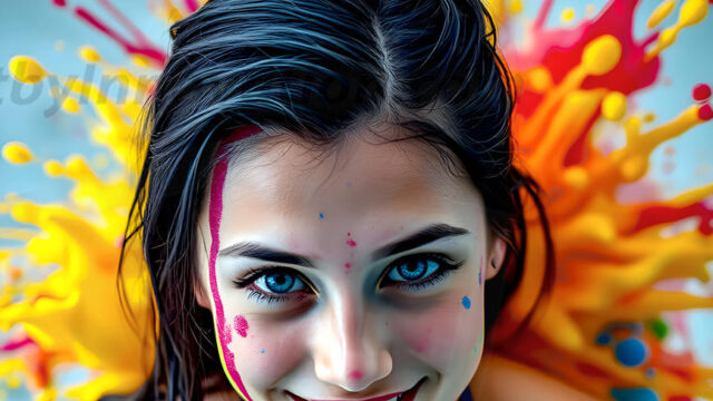 When paint attacks and makes people happy — it's Art! This AI-generated abstract art collection features beautiful, joyful ladies in vibrant swimsuits, covered in vivid body paint as colorful explosions erupt around them. Each image captures a moment of pure happiness — huge smiles, paint bombs bursting in mid-air, rainbow colors flying. Combining photorealistic skin texture with surreal abstract paint dynamics, these images are as joyful as they are stunning. Created using AI, edited in Photoshop, by © Jeff Dupler | Art by Innovation | https://www.artbyinnovation.com