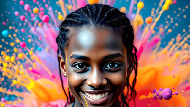 When paint attacks and makes people happy — it's Art! This AI-generated abstract art collection features beautiful, joyful ladies in vibrant swimsuits, covered in vivid body paint as colorful explosions erupt around them. Each image captures a moment of pure happiness — huge smiles, paint bombs bursting in mid-air, rainbow colors flying. Combining photorealistic skin texture with surreal abstract paint dynamics, these images are as joyful as they are stunning. Created using AI, edited in Photoshop, by © Jeff Dupler | Art by Innovation | https://www.artbyinnovation.com