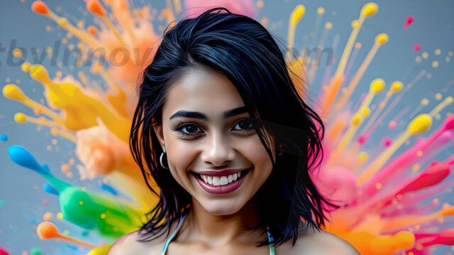 When paint attacks and makes people happy — it's Art! This AI-generated abstract art collection features beautiful, joyful ladies in vibrant swimsuits, covered in vivid body paint as colorful explosions erupt around them. Each image captures a moment of pure happiness — huge smiles, paint bombs bursting in mid-air, rainbow colors flying. Combining photorealistic skin texture with surreal abstract paint dynamics, these images are as joyful as they are stunning. Created using AI, edited in Photoshop, by © Jeff Dupler | Art by Innovation | https://www.artbyinnovation.com