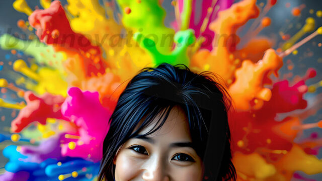 When paint attacks and makes people happy — it's Art! This AI-generated abstract art collection features beautiful, joyful ladies in vibrant swimsuits, covered in vivid body paint as colorful explosions erupt around them. Each image captures a moment of pure happiness — huge smiles, paint bombs bursting in mid-air, rainbow colors flying. Combining photorealistic skin texture with surreal abstract paint dynamics, these images are as joyful as they are stunning. Created using AI, edited in Photoshop, by © Jeff Dupler | Art by Innovation | https://www.artbyinnovation.com