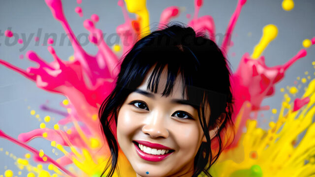 When paint attacks and makes people happy — it's Art! This AI-generated abstract art collection features beautiful, joyful ladies in vibrant swimsuits, covered in vivid body paint as colorful explosions erupt around them. Each image captures a moment of pure happiness — huge smiles, paint bombs bursting in mid-air, rainbow colors flying. Combining photorealistic skin texture with surreal abstract paint dynamics, these images are as joyful as they are stunning. Created using AI, edited in Photoshop, by © Jeff Dupler | Art by Innovation | https://www.artbyinnovation.com