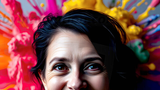 When paint attacks and makes people happy — it's Art! This AI-generated abstract art collection features beautiful, joyful ladies in vibrant swimsuits, covered in vivid body paint as colorful explosions erupt around them. Each image captures a moment of pure happiness — huge smiles, paint bombs bursting in mid-air, rainbow colors flying. Combining photorealistic skin texture with surreal abstract paint dynamics, these images are as joyful as they are stunning. Created using AI, edited in Photoshop, by © Jeff Dupler | Art by Innovation | https://www.artbyinnovation.com