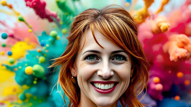 When paint attacks and makes people happy — it's Art! This AI-generated abstract art collection features beautiful, joyful ladies in vibrant swimsuits, covered in vivid body paint as colorful explosions erupt around them. Each image captures a moment of pure happiness — huge smiles, paint bombs bursting in mid-air, rainbow colors flying. Combining photorealistic skin texture with surreal abstract paint dynamics, these images are as joyful as they are stunning. Created using AI, edited in Photoshop, by © Jeff Dupler | Art by Innovation | https://www.artbyinnovation.com