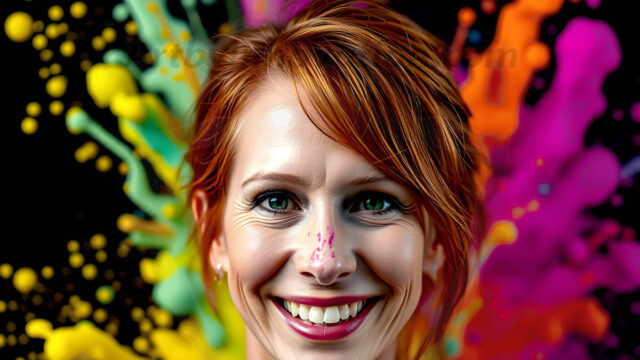 When paint attacks and makes people happy — it's Art! This AI-generated abstract art collection features beautiful, joyful ladies in vibrant swimsuits, covered in vivid body paint as colorful explosions erupt around them. Each image captures a moment of pure happiness — huge smiles, paint bombs bursting in mid-air, rainbow colors flying. Combining photorealistic skin texture with surreal abstract paint dynamics, these images are as joyful as they are stunning. Created using AI, edited in Photoshop, by © Jeff Dupler | Art by Innovation | https://www.artbyinnovation.com