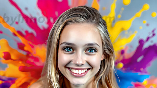 When paint attacks and makes people happy — it's Art! This AI-generated abstract art collection features beautiful, joyful ladies in vibrant swimsuits, covered in vivid body paint as colorful explosions erupt around them. Each image captures a moment of pure happiness — huge smiles, paint bombs bursting in mid-air, rainbow colors flying. Combining photorealistic skin texture with surreal abstract paint dynamics, these images are as joyful as they are stunning. Created using AI, edited in Photoshop, by © Jeff Dupler | Art by Innovation | https://www.artbyinnovation.com