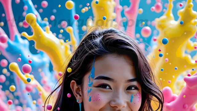 When paint attacks and makes people happy — it's Art! This AI-generated abstract art collection features beautiful, joyful ladies in vibrant swimsuits, covered in vivid body paint as colorful explosions erupt around them. Each image captures a moment of pure happiness — huge smiles, paint bombs bursting in mid-air, rainbow colors flying. Combining photorealistic skin texture with surreal abstract paint dynamics, these images are as joyful as they are stunning. Created using AI, edited in Photoshop, by © Jeff Dupler | Art by Innovation | https://www.artbyinnovation.com