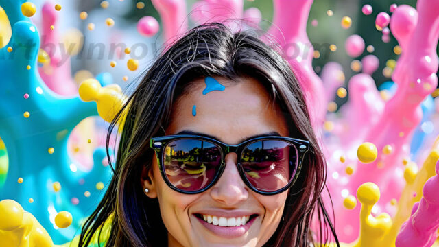 When paint attacks and makes people happy — it's Art! This AI-generated abstract art collection features beautiful, joyful ladies in vibrant swimsuits, covered in vivid body paint as colorful explosions erupt around them. Each image captures a moment of pure happiness — huge smiles, paint bombs bursting in mid-air, rainbow colors flying. Combining photorealistic skin texture with surreal abstract paint dynamics, these images are as joyful as they are stunning. Created using AI, edited in Photoshop, by © Jeff Dupler | Art by Innovation | https://www.artbyinnovation.com