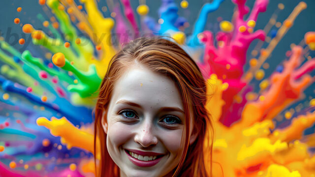 When paint attacks and makes people happy — it's Art! This AI-generated abstract art collection features beautiful, joyful ladies in vibrant swimsuits, covered in vivid body paint as colorful explosions erupt around them. Each image captures a moment of pure happiness — huge smiles, paint bombs bursting in mid-air, rainbow colors flying. Combining photorealistic skin texture with surreal abstract paint dynamics, these images are as joyful as they are stunning. Created using AI, edited in Photoshop, by © Jeff Dupler | Art by Innovation | https://www.artbyinnovation.com