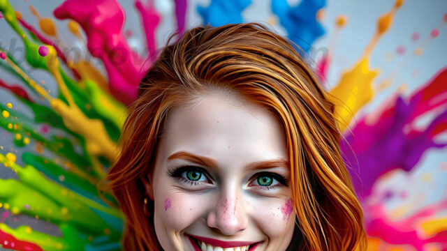 When paint attacks and makes people happy — it's Art! This AI-generated abstract art collection features beautiful, joyful ladies in vibrant swimsuits, covered in vivid body paint as colorful explosions erupt around them. Each image captures a moment of pure happiness — huge smiles, paint bombs bursting in mid-air, rainbow colors flying. Combining photorealistic skin texture with surreal abstract paint dynamics, these images are as joyful as they are stunning. Created using AI, edited in Photoshop, by © Jeff Dupler | Art by Innovation | https://www.artbyinnovation.com