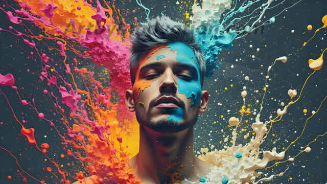 Paint Splat Fun - Hot men having fun with body paint. AI-generated abstract art featuring beautiful, handsome, sexy, shirtless, men, boys, lads, full of excitement joy and fun, covered in body paint, dynamic, interactive, Combining elements of realism with surreal abstract qualities, showcasing the potential of AI in artistic expression. Photos of guys, just smiling, happy, and having a good time. Most of them are smiling because a paint bomb just blow up next to them, so I'm calling is Abstract Art. When paint attacks and makes people happy, it's Art!