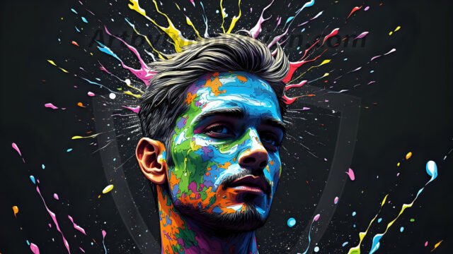 Paint Splat Fun - Hot men having fun with body paint. AI-generated abstract art featuring beautiful, handsome, sexy, shirtless, men, boys, lads, full of excitement joy and fun, covered in body paint, dynamic, interactive, Combining elements of realism with surreal abstract qualities, showcasing the potential of AI in artistic expression. Photos of guys, just smiling, happy, and having a good time. Most of them are smiling because a paint bomb just blow up next to them, so I'm calling is Abstract Art. When paint attacks and makes people happy, it's Art!