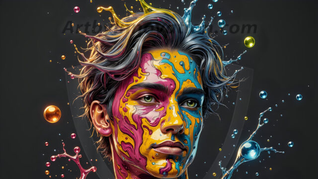 Paint Splat Fun - Hot men having fun with body paint. AI-generated abstract art featuring beautiful, handsome, sexy, shirtless, men, boys, lads, full of excitement joy and fun, covered in body paint, dynamic, interactive, Combining elements of realism with surreal abstract qualities, showcasing the potential of AI in artistic expression. Photos of guys, just smiling, happy, and having a good time. Most of them are smiling because a paint bomb just blow up next to them, so I'm calling is Abstract Art. When paint attacks and makes people happy, it's Art!