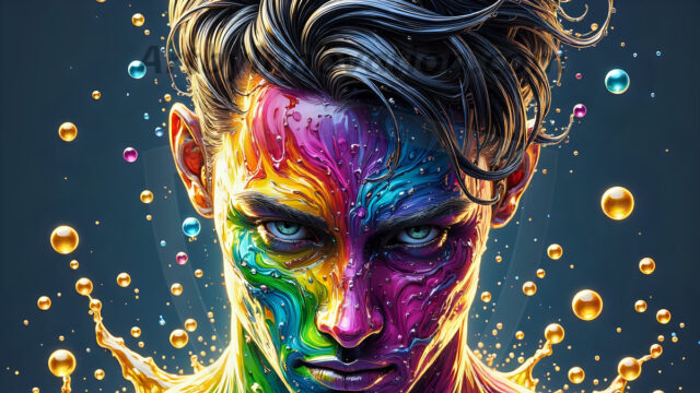 Paint Splat Fun - Hot men having fun with body paint. AI-generated abstract art featuring beautiful, handsome, sexy, shirtless, men, boys, lads, full of excitement joy and fun, covered in body paint, dynamic, interactive, Combining elements of realism with surreal abstract qualities, showcasing the potential of AI in artistic expression. Photos of guys, just smiling, happy, and having a good time. Most of them are smiling because a paint bomb just blow up next to them, so I'm calling is Abstract Art. When paint attacks and makes people happy, it's Art!