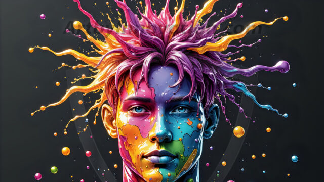 Paint Splat Fun - Hot men having fun with body paint. AI-generated abstract art featuring beautiful, handsome, sexy, shirtless, men, boys, lads, full of excitement joy and fun, covered in body paint, dynamic, interactive, Combining elements of realism with surreal abstract qualities, showcasing the potential of AI in artistic expression. Photos of guys, just smiling, happy, and having a good time. Most of them are smiling because a paint bomb just blow up next to them, so I'm calling is Abstract Art. When paint attacks and makes people happy, it's Art!