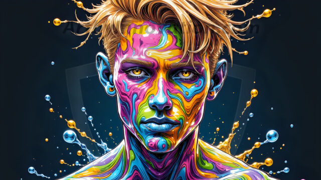 Paint Splat Fun - Hot men having fun with body paint. AI-generated abstract art featuring beautiful, handsome, sexy, shirtless, men, boys, lads, full of excitement joy and fun, covered in body paint, dynamic, interactive, Combining elements of realism with surreal abstract qualities, showcasing the potential of AI in artistic expression. Photos of guys, just smiling, happy, and having a good time. Most of them are smiling because a paint bomb just blow up next to them, so I'm calling is Abstract Art. When paint attacks and makes people happy, it's Art!