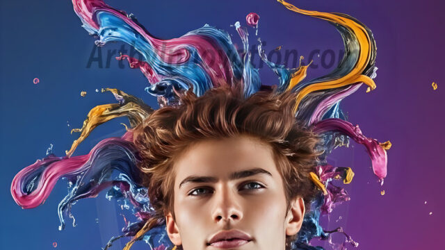 Paint Splat Fun - Hot men having fun with body paint. AI-generated abstract art featuring beautiful, handsome, sexy, shirtless, men, boys, lads, full of excitement joy and fun, covered in body paint, dynamic, interactive, Combining elements of realism with surreal abstract qualities, showcasing the potential of AI in artistic expression. Photos of guys, just smiling, happy, and having a good time. Most of them are smiling because a paint bomb just blow up next to them, so I'm calling is Abstract Art. When paint attacks and makes people happy, it's Art!