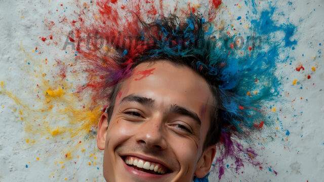 Paint Splat Fun - Hot men having fun with body paint. AI-generated abstract art featuring beautiful, handsome, sexy, shirtless, men, boys, lads, full of excitement joy and fun, covered in body paint, dynamic, interactive, Combining elements of realism with surreal abstract qualities, showcasing the potential of AI in artistic expression. Photos of guys, just smiling, happy, and having a good time. Most of them are smiling because a paint bomb just blow up next to them, so I'm calling is Abstract Art. When paint attacks and makes people happy, it's Art!