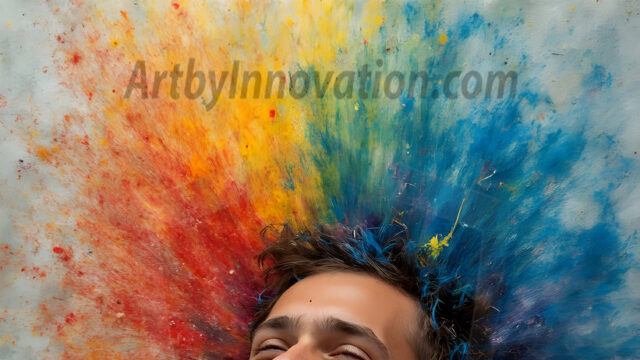 Paint Splat Fun - Hot men having fun with body paint. AI-generated abstract art featuring beautiful, handsome, sexy, shirtless, men, boys, lads, full of excitement joy and fun, covered in body paint, dynamic, interactive, Combining elements of realism with surreal abstract qualities, showcasing the potential of AI in artistic expression. Photos of guys, just smiling, happy, and having a good time. Most of them are smiling because a paint bomb just blow up next to them, so I'm calling is Abstract Art. When paint attacks and makes people happy, it's Art!