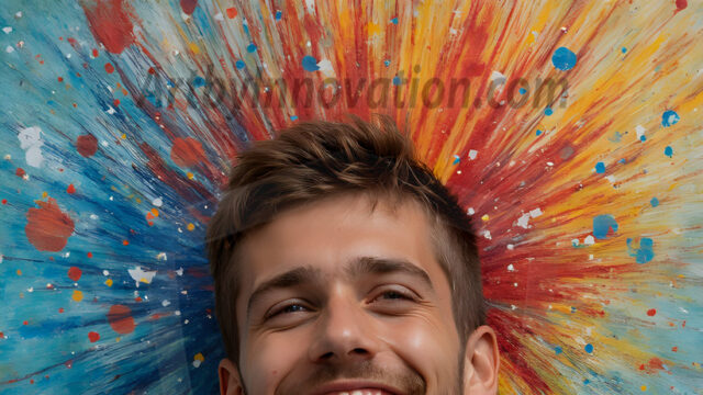 Paint Splat Fun - Hot men having fun with body paint. AI-generated abstract art featuring beautiful, handsome, sexy, shirtless, men, boys, lads, full of excitement joy and fun, covered in body paint, dynamic, interactive, Combining elements of realism with surreal abstract qualities, showcasing the potential of AI in artistic expression. Photos of guys, just smiling, happy, and having a good time. Most of them are smiling because a paint bomb just blow up next to them, so I'm calling is Abstract Art. When paint attacks and makes people happy, it's Art!