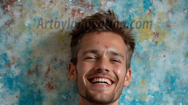 Paint Splat Fun - Hot men having fun with body paint. AI-generated abstract art featuring beautiful, handsome, sexy, shirtless, men, boys, lads, full of excitement joy and fun, covered in body paint, dynamic, interactive, Combining elements of realism with surreal abstract qualities, showcasing the potential of AI in artistic expression. Photos of guys, just smiling, happy, and having a good time. Most of them are smiling because a paint bomb just blow up next to them, so I'm calling is Abstract Art. When paint attacks and makes people happy, it's Art!