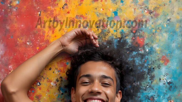 Paint Splat Fun - Hot men having fun with body paint. AI-generated abstract art featuring beautiful, handsome, sexy, shirtless, men, boys, lads, full of excitement joy and fun, covered in body paint, dynamic, interactive, Combining elements of realism with surreal abstract qualities, showcasing the potential of AI in artistic expression. Photos of guys, just smiling, happy, and having a good time. Most of them are smiling because a paint bomb just blow up next to them, so I'm calling is Abstract Art. When paint attacks and makes people happy, it's Art!