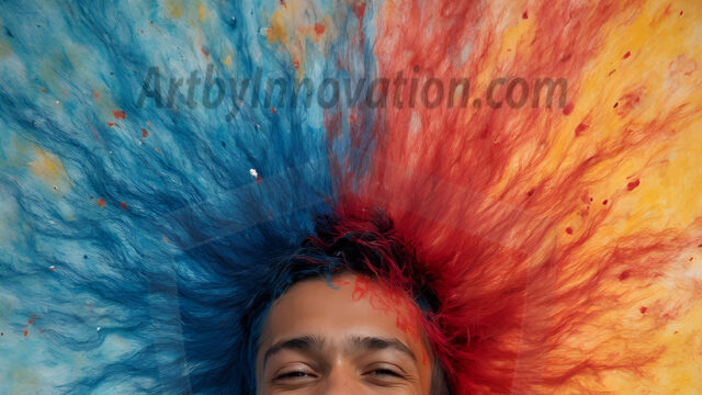 Paint Splat Fun - Hot men having fun with body paint. AI-generated abstract art featuring beautiful, handsome, sexy, shirtless, men, boys, lads, full of excitement joy and fun, covered in body paint, dynamic, interactive, Combining elements of realism with surreal abstract qualities, showcasing the potential of AI in artistic expression. Photos of guys, just smiling, happy, and having a good time. Most of them are smiling because a paint bomb just blow up next to them, so I'm calling is Abstract Art. When paint attacks and makes people happy, it's Art!