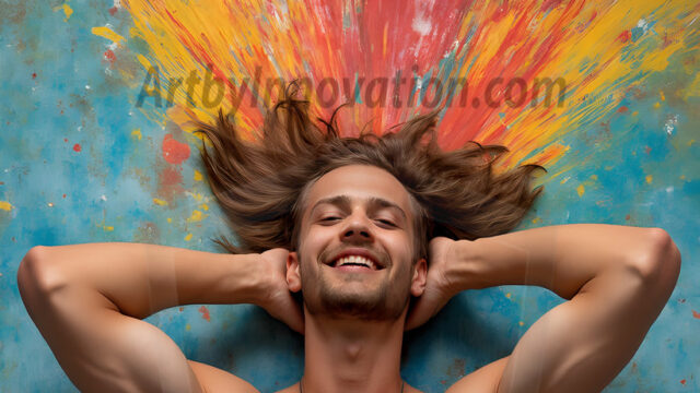 Paint Splat Fun - Hot men having fun with body paint. AI-generated abstract art featuring beautiful, handsome, sexy, shirtless, men, boys, lads, full of excitement joy and fun, covered in body paint, dynamic, interactive, Combining elements of realism with surreal abstract qualities, showcasing the potential of AI in artistic expression. Photos of guys, just smiling, happy, and having a good time. Most of them are smiling because a paint bomb just blow up next to them, so I'm calling is Abstract Art. When paint attacks and makes people happy, it's Art!