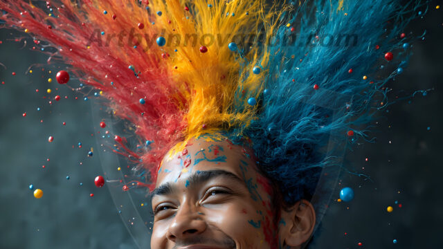 Paint Splat Fun - Hot men having fun with body paint. AI-generated abstract art featuring beautiful, handsome, sexy, shirtless, men, boys, lads, full of excitement joy and fun, covered in body paint, dynamic, interactive, Combining elements of realism with surreal abstract qualities, showcasing the potential of AI in artistic expression. Photos of guys, just smiling, happy, and having a good time. Most of them are smiling because a paint bomb just blow up next to them, so I'm calling is Abstract Art. When paint attacks and makes people happy, it's Art!