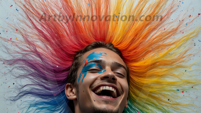 Paint Splat Fun - Hot men having fun with body paint. AI-generated abstract art featuring beautiful, handsome, sexy, shirtless, men, boys, lads, full of excitement joy and fun, covered in body paint, dynamic, interactive, Combining elements of realism with surreal abstract qualities, showcasing the potential of AI in artistic expression. Photos of guys, just smiling, happy, and having a good time. Most of them are smiling because a paint bomb just blow up next to them, so I'm calling is Abstract Art. When paint attacks and makes people happy, it's Art!