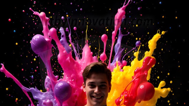 Paint Splat Fun - Hot men having fun with body paint. AI-generated abstract art featuring beautiful, handsome, sexy, shirtless, men, boys, lads, full of excitement joy and fun, covered in body paint, dynamic, interactive, Combining elements of realism with surreal abstract qualities, showcasing the potential of AI in artistic expression. Photos of guys, just smiling, happy, and having a good time. Most of them are smiling because a paint bomb just blow up next to them, so I'm calling is Abstract Art. When paint attacks and makes people happy, it's Art!