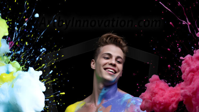 Paint Splat Fun - Hot men having fun with body paint. AI-generated abstract art featuring beautiful, handsome, sexy, shirtless, men, boys, lads, full of excitement joy and fun, covered in body paint, dynamic, interactive, Combining elements of realism with surreal abstract qualities, showcasing the potential of AI in artistic expression. Photos of guys, just smiling, happy, and having a good time. Most of them are smiling because a paint bomb just blow up next to them, so I'm calling is Abstract Art. When paint attacks and makes people happy, it's Art!