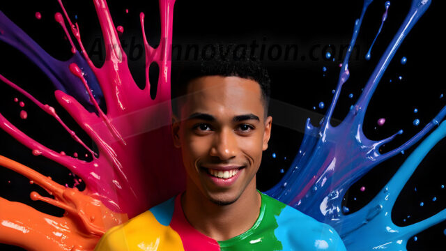 Paint Splat Fun - Hot men having fun with body paint. AI-generated abstract art featuring beautiful, handsome, sexy, shirtless, men, boys, lads, full of excitement joy and fun, covered in body paint, dynamic, interactive, Combining elements of realism with surreal abstract qualities, showcasing the potential of AI in artistic expression. Photos of guys, just smiling, happy, and having a good time. Most of them are smiling because a paint bomb just blow up next to them, so I'm calling is Abstract Art. When paint attacks and makes people happy, it's Art!