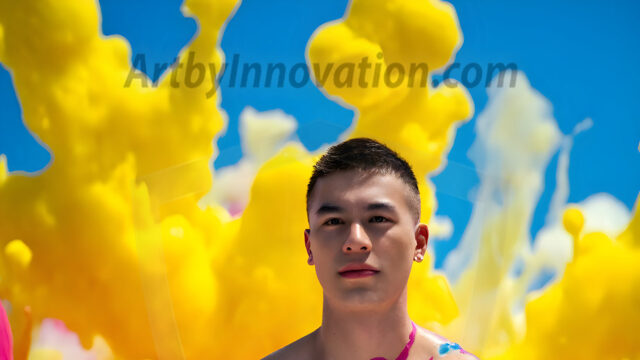 Paint Splat Fun - Hot men having fun with body paint. AI-generated abstract art featuring beautiful, handsome, sexy, shirtless, men, boys, lads, full of excitement joy and fun, covered in body paint, dynamic, interactive, Combining elements of realism with surreal abstract qualities, showcasing the potential of AI in artistic expression. Photos of guys, just smiling, happy, and having a good time. Most of them are smiling because a paint bomb just blow up next to them, so I'm calling is Abstract Art. When paint attacks and makes people happy, it's Art!