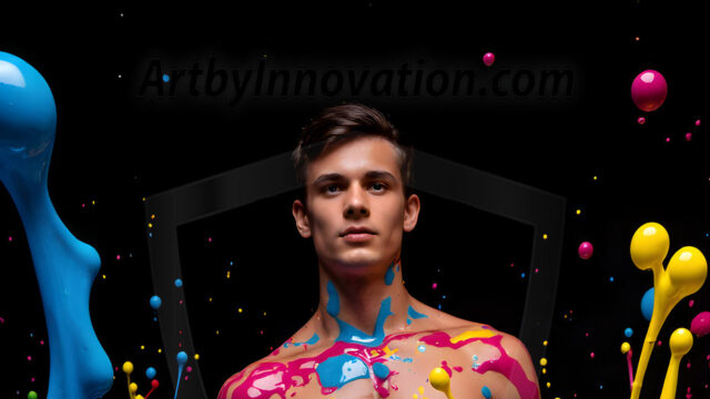 Paint Splat Fun - Hot men having fun with body paint. AI-generated abstract art featuring beautiful, handsome, sexy, shirtless, men, boys, lads, full of excitement joy and fun, covered in body paint, dynamic, interactive, Combining elements of realism with surreal abstract qualities, showcasing the potential of AI in artistic expression. Photos of guys, just smiling, happy, and having a good time. Most of them are smiling because a paint bomb just blow up next to them, so I'm calling is Abstract Art. When paint attacks and makes people happy, it's Art!