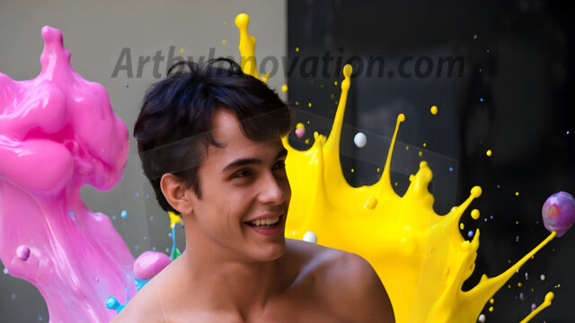 Paint Splat Fun - Hot men having fun with body paint. AI-generated abstract art featuring beautiful, handsome, sexy, shirtless, men, boys, lads, full of excitement joy and fun, covered in body paint, dynamic, interactive, Combining elements of realism with surreal abstract qualities, showcasing the potential of AI in artistic expression. Photos of guys, just smiling, happy, and having a good time. Most of them are smiling because a paint bomb just blow up next to them, so I'm calling is Abstract Art. When paint attacks and makes people happy, it's Art!