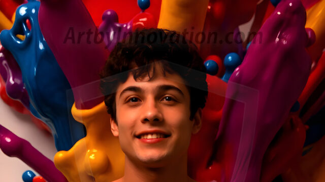 Paint Splat Fun - Hot men having fun with body paint. AI-generated abstract art featuring beautiful, handsome, sexy, shirtless, men, boys, lads, full of excitement joy and fun, covered in body paint, dynamic, interactive, Combining elements of realism with surreal abstract qualities, showcasing the potential of AI in artistic expression. Photos of guys, just smiling, happy, and having a good time. Most of them are smiling because a paint bomb just blow up next to them, so I'm calling is Abstract Art. When paint attacks and makes people happy, it's Art!