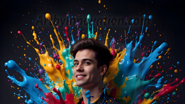 Paint Splat Fun - Hot men having fun with body paint. AI-generated abstract art featuring beautiful, handsome, sexy, shirtless, men, boys, lads, full of excitement joy and fun, covered in body paint, dynamic, interactive, Combining elements of realism with surreal abstract qualities, showcasing the potential of AI in artistic expression. Photos of guys, just smiling, happy, and having a good time. Most of them are smiling because a paint bomb just blow up next to them, so I'm calling is Abstract Art. When paint attacks and makes people happy, it's Art!