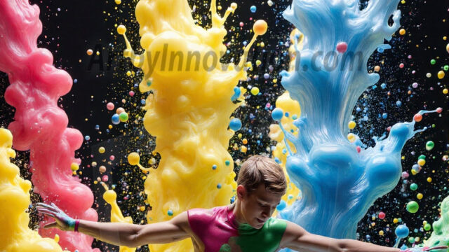 Paint Splat Fun - Hot men having fun with body paint. AI-generated abstract art featuring beautiful, handsome, sexy, shirtless, men, boys, lads, full of excitement joy and fun, covered in body paint, dynamic, interactive, Combining elements of realism with surreal abstract qualities, showcasing the potential of AI in artistic expression. Photos of guys, just smiling, happy, and having a good time. Most of them are smiling because a paint bomb just blow up next to them, so I'm calling is Abstract Art. When paint attacks and makes people happy, it's Art!