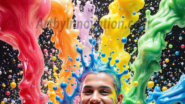 Paint Splat Fun - Hot men having fun with body paint. AI-generated abstract art featuring beautiful, handsome, sexy, shirtless, men, boys, lads, full of excitement joy and fun, covered in body paint, dynamic, interactive, Combining elements of realism with surreal abstract qualities, showcasing the potential of AI in artistic expression. Photos of guys, just smiling, happy, and having a good time. Most of them are smiling because a paint bomb just blow up next to them, so I'm calling is Abstract Art. When paint attacks and makes people happy, it's Art!