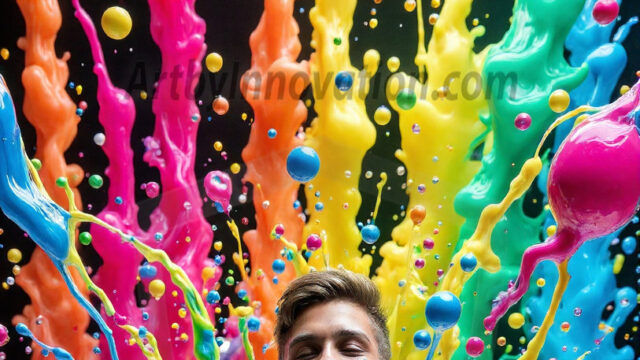 Paint Splat Fun - Hot men having fun with body paint. AI-generated abstract art featuring beautiful, handsome, sexy, shirtless, men, boys, lads, full of excitement joy and fun, covered in body paint, dynamic, interactive, Combining elements of realism with surreal abstract qualities, showcasing the potential of AI in artistic expression. Photos of guys, just smiling, happy, and having a good time. Most of them are smiling because a paint bomb just blow up next to them, so I'm calling is Abstract Art. When paint attacks and makes people happy, it's Art!