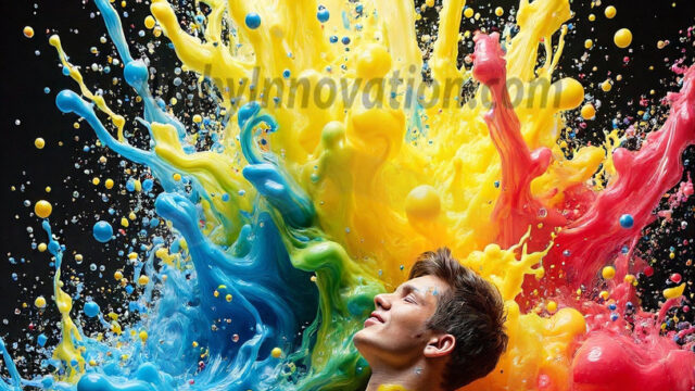 Paint Splat Fun - Hot men having fun with body paint. AI-generated abstract art featuring beautiful, handsome, sexy, shirtless, men, boys, lads, full of excitement joy and fun, covered in body paint, dynamic, interactive, Combining elements of realism with surreal abstract qualities, showcasing the potential of AI in artistic expression. Photos of guys, just smiling, happy, and having a good time. Most of them are smiling because a paint bomb just blow up next to them, so I'm calling is Abstract Art. When paint attacks and makes people happy, it's Art!