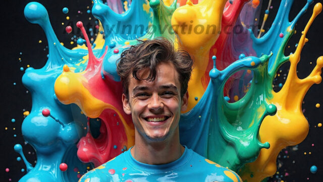 Paint Splat Fun - Hot men having fun with body paint. AI-generated abstract art featuring beautiful, handsome, sexy, shirtless, men, boys, lads, full of excitement joy and fun, covered in body paint, dynamic, interactive, Combining elements of realism with surreal abstract qualities, showcasing the potential of AI in artistic expression. Photos of guys, just smiling, happy, and having a good time. Most of them are smiling because a paint bomb just blow up next to them, so I'm calling is Abstract Art. When paint attacks and makes people happy, it's Art!